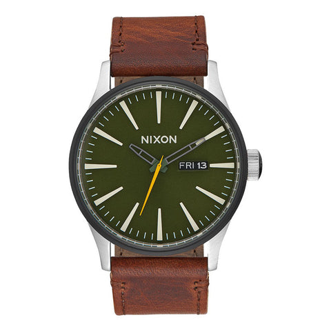 Nixon Sentry Leather Watch - Surplus / Brown