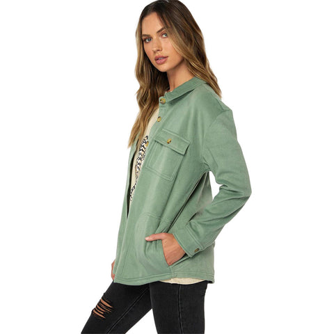 O'Neill Collins Solid Superfleece Shirt Jacket - Sage Green