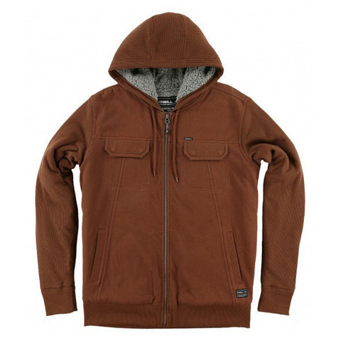 O'Neill Shortrib Sherpa Hooded Zip Up - Rust Brown