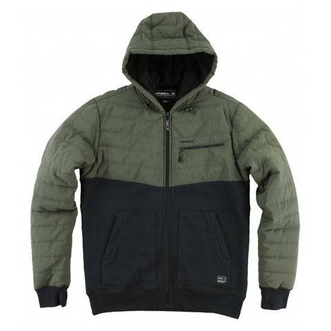 O'Neill Superfleece Quadra Quilted Hooded Zip Up - Olive Green