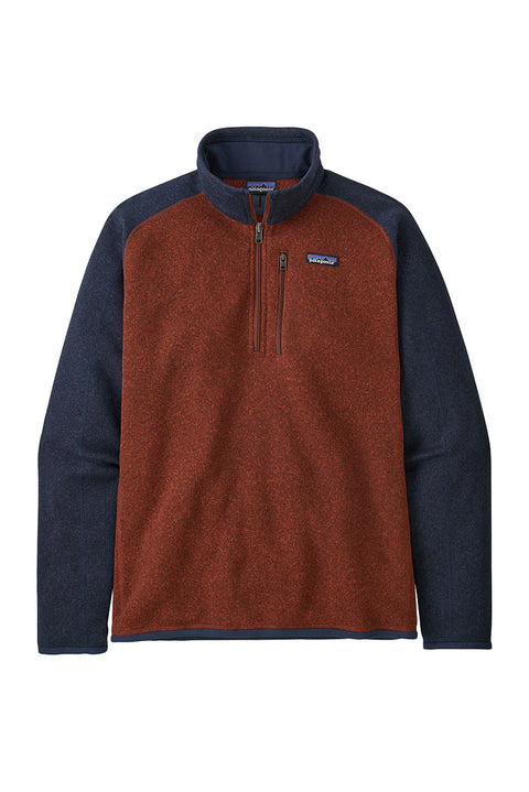 Patagonia Men's Better Sweater 1/4 Zip Fleece - Barn Red w/New Navy