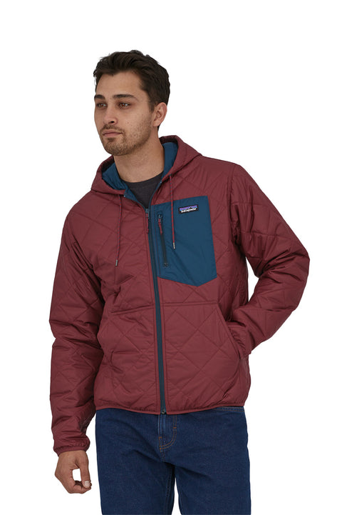 Patagonia Men's Diamond Quilted Bomber Hoody - Sequoia Red - Front On Model