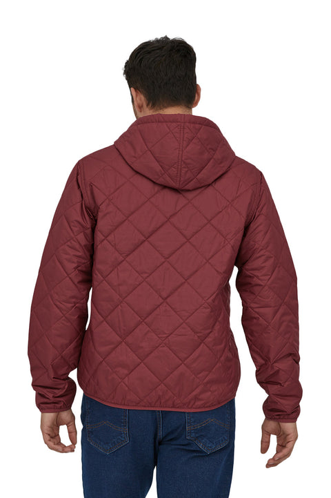 Patagonia Men's Diamond Quilted Bomber Hoody - Sequoia Red - Back On Model