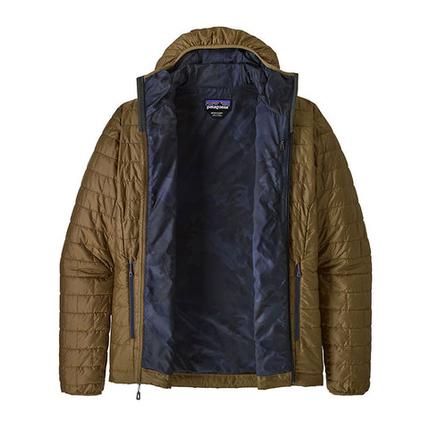 Patagonia Nano Puff Men's Hooded Jacket - Coriander Brown w/River Delta Multi: Smolder Blue