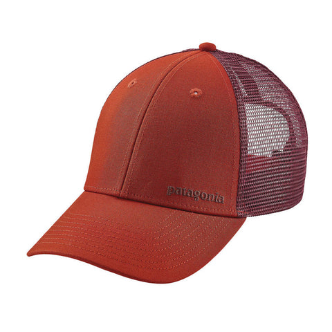 Patagonia Small Text Logo Lopro Trucker Hat - Roots Red