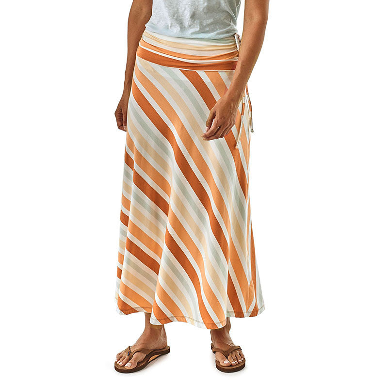 Patagonia Women s Kamala Maxi Skirt Water Ribbons Sunset Orange Moment Surf Company