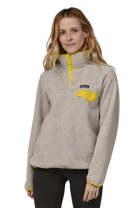 Patagonia Women's Lightweight Synchilla Snap-T Pullover Fleece - Oatmeal  Heather / Shine Yellow