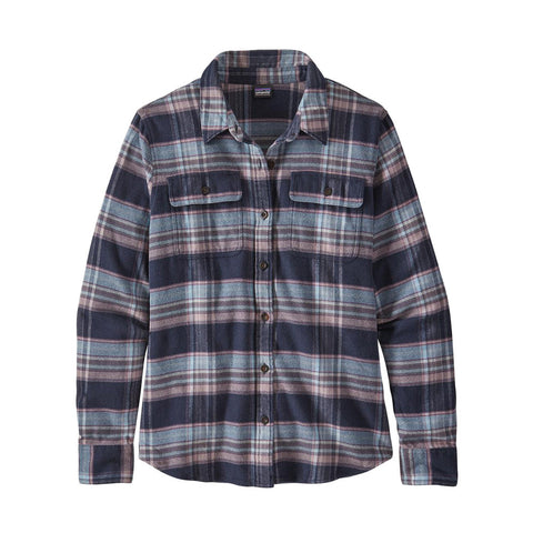 Patagonia Women's L/S Fjord Flannel - Cabin Time: Smolder Blue