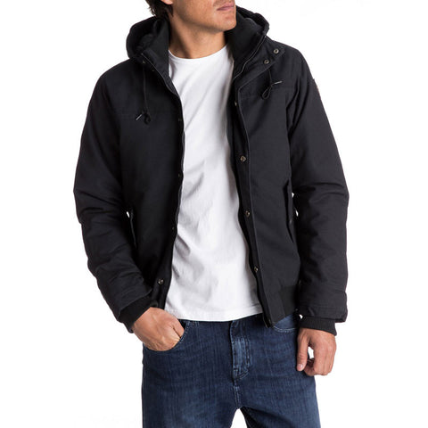 Quiksilver Everyday Brooks Water-Repellent Hooded Bomber Jacket - Black |  Moment Surf Company