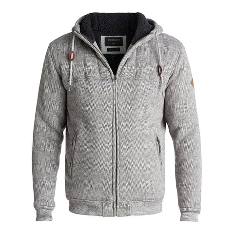 Quiksilver New Cypress Snap Quilted Zipped Hoodie - Light Grey Heather