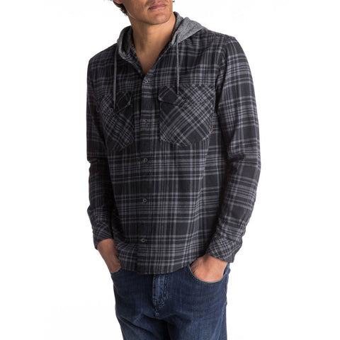 Quiksilver Snap Up Hooded Flannel - Tarmac