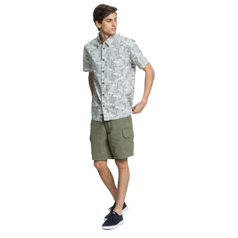 Quiksilver Waterman Flower Block Short Sleeve Shirt - Black Flower Block