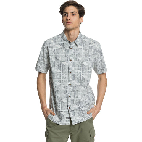 Quiksilver Waterman Flower Block Short Sleeve Shirt - Black Flower Block