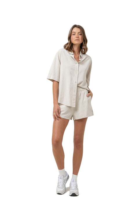 Rhythm Classic Lounge Shirt - Oat - Full Body
