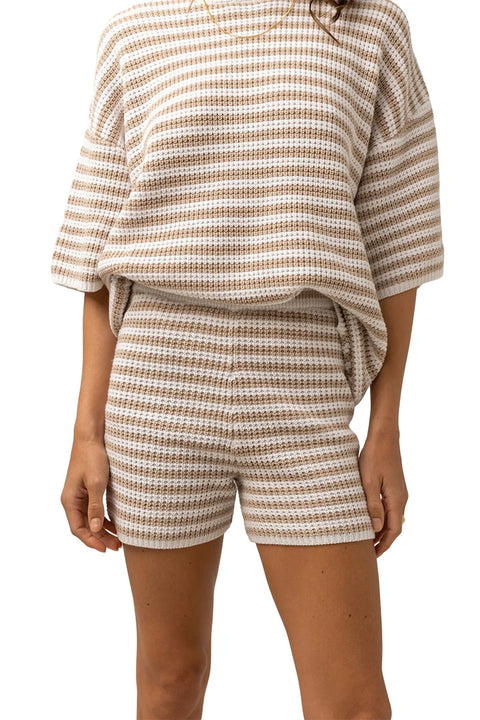 Rhythm Corsica Knit Short - Oatmarle Stripe