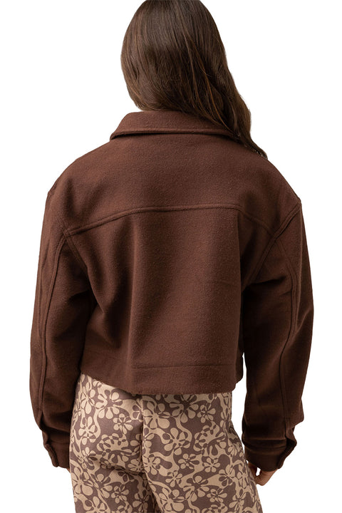 Rhythm Dylan Cropped Shacket - Chocolate - Back