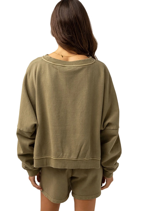 Rhythm Sunbather Slouch Fleece - Washed Olive - Back