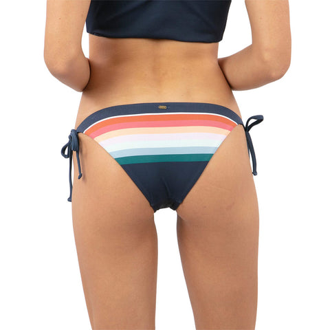 Rip Curl Retro Stripe Cheeky Tie Side Bikini - Mid Blue