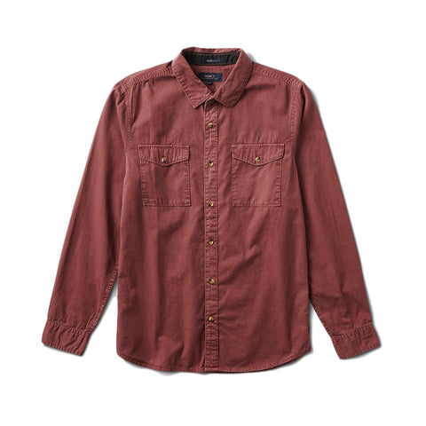 Roark Well Worn Long Sleeve Button Up Shirt - Maroon