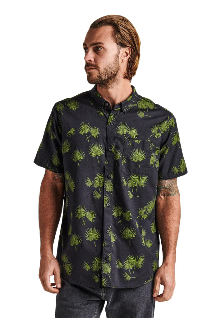 Roark Revival Scholar Button Down Collar Shirt - Fronds Black | Moment Surf  Company