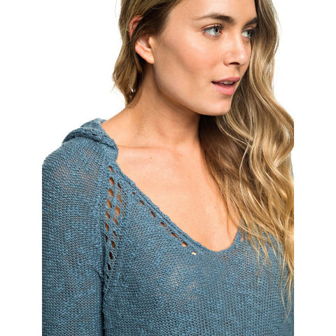 Roxy Airport Vibes Knitted Hoodie - Blue Mirage
