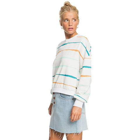 Roxy Bay Rolling Sweatshirt - Snow White Feel It Washed