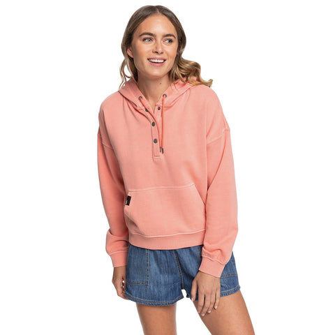 Roxy Girls Who Slide Half Snap Hoodie - Terra Cotta