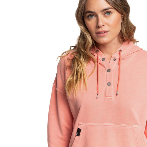 Roxy Girls Who Slide Half Snap Hoodie - Terra Cotta