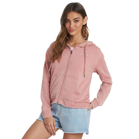 Roxy Go For It A Zip Up Hoodie - Ash Rose