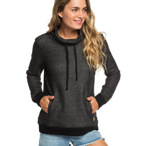 Roxy Halfway Home Funnel Neck Hoodie - True Black