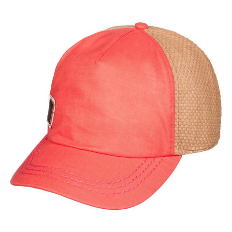 Roxy Incognito Straw Baseball Hat - Living Coral