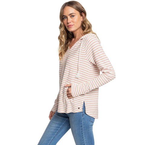 Roxy Long Night Hooded Long Sleeve Top - Cafe Creme