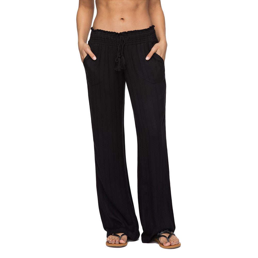 Roxy Oceanside Flared Linen Pant - Anthracite | Moment Surf Company