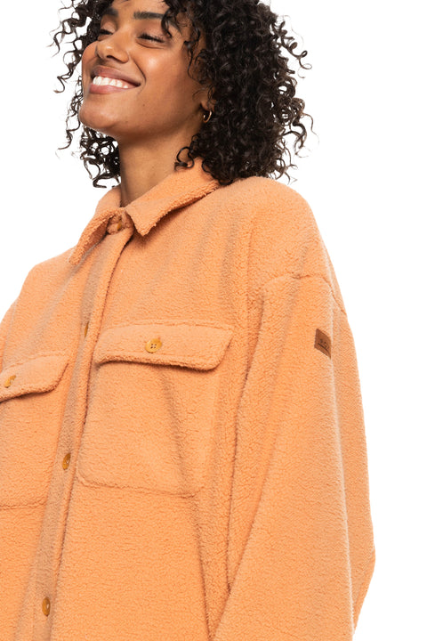 Roxy Over And Out Fleece Shirt Jacket - Toasted Nut