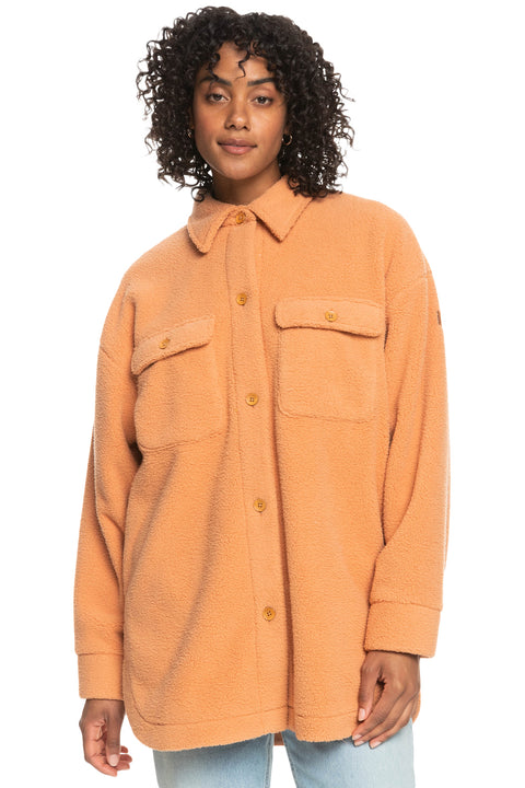 Roxy Over And Out Fleece Shirt Jacket - Toasted Nut