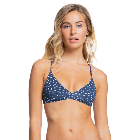 Roxy Printed Beach Classics Athletic Bikini Top - Mood Indigo Kuta Dots