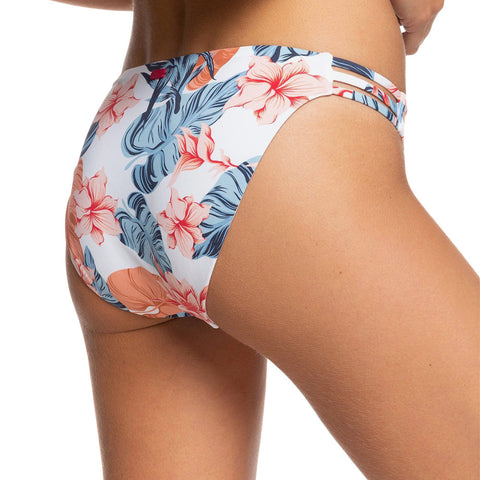 Roxy Printed Beach Classics Full Bikini Bottom - Bright White