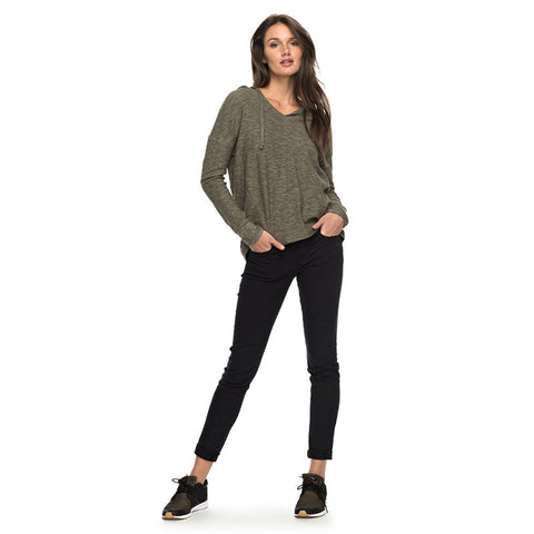 Roxy Wanted and Wild L/S Hooded Top - Dusty Olive