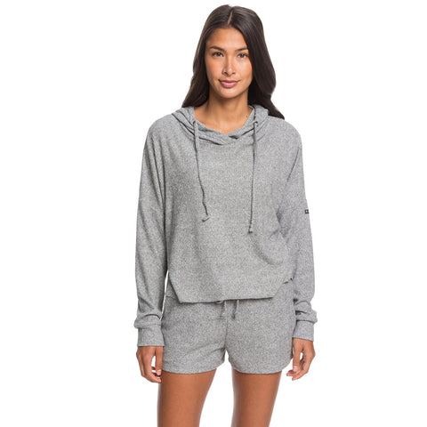 Roxy Way Back When Hooded Long Sleeve Rib Knit Top - Heritage Heather