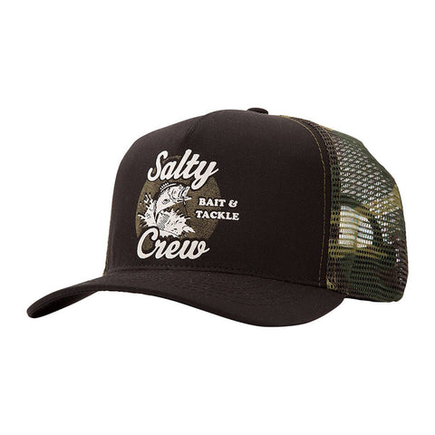 Salty Crew Bait And Tackle Retro Trucker Hat - Black / Camo