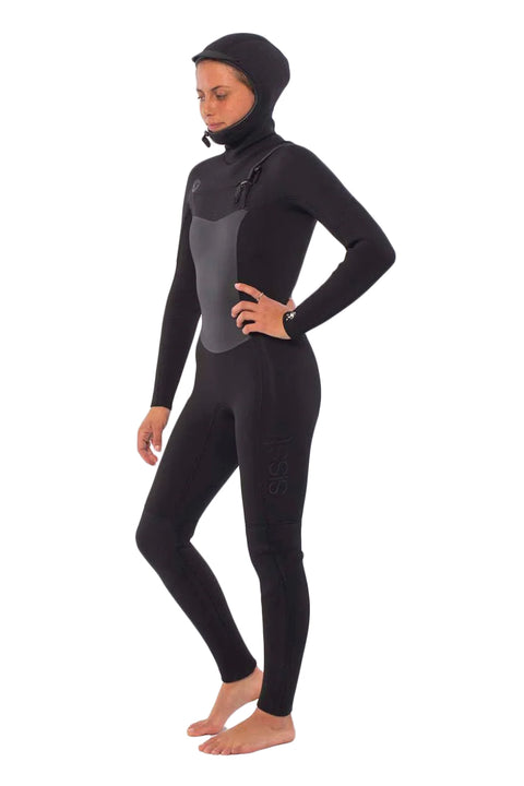 SisstrEvolution 7 Seas 6/5 Hooded Chest Zip Wetsuit - Solid Black