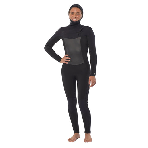 SisstrEvolution 7 Seas 5/4 Hooded Chest Zip Wetsuit - Solid Black