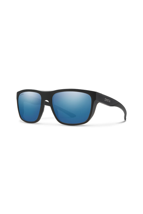 Smith Barra Sunglasses - Matte Black / Chromapop Glass Polarized Blue Mirror-Front side