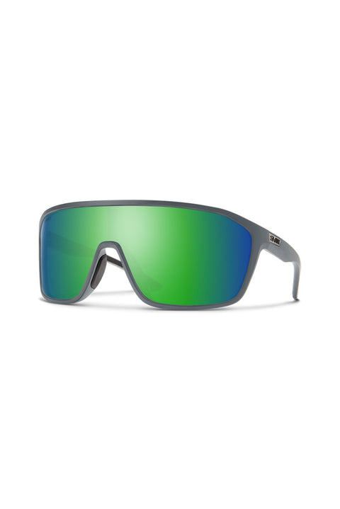 Smith Boomtown Sunglasses - Matte Cement / ChromaPop Polarized Green Mirror-Front side view