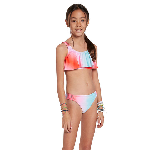 Volcom Big Girls Fun Dip Crop Set Swimsuit - Multi