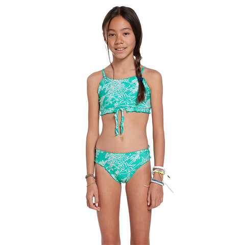 Volcom Big Girls Island Hop Crop Set Swimsuit - Aqua