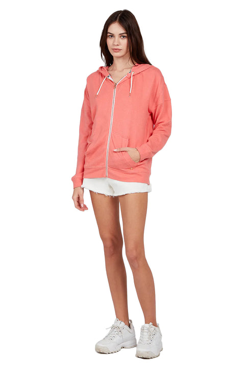 Volcom Lived In Lounge Zip Hoodie - Electric Coral