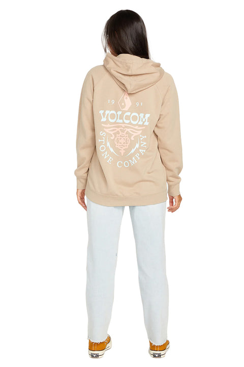 Volcom Truly Stoked Boyfriend Pullover Hoodie - Taupe - Back
